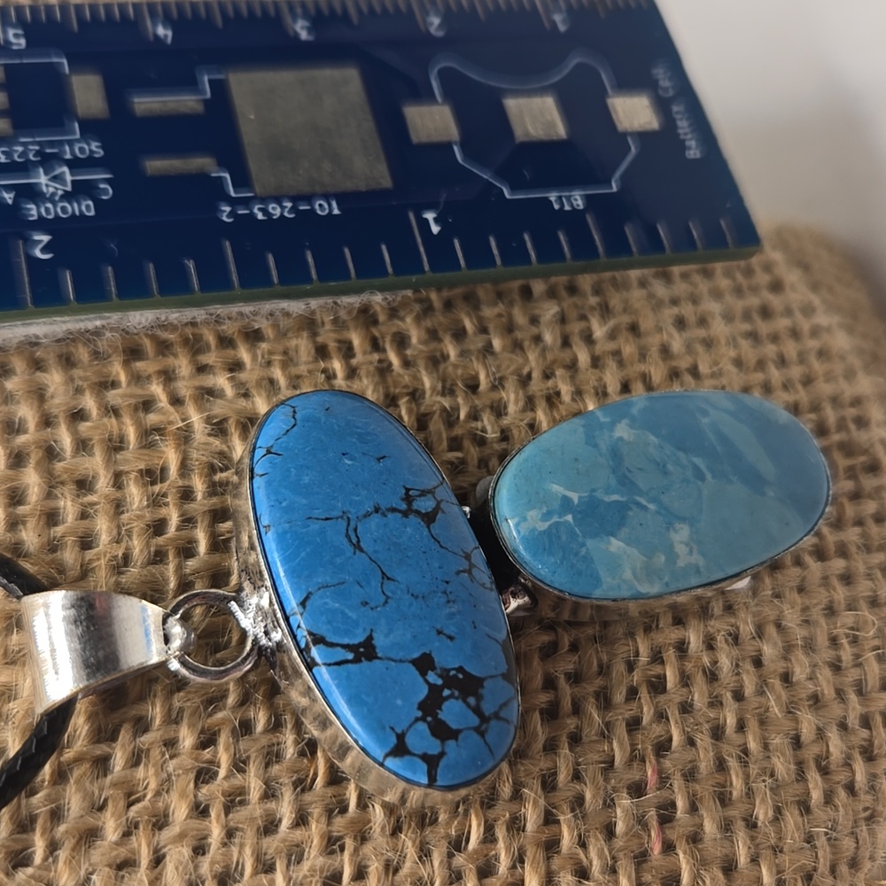 Blue Howlite and Mosaic Jasper pendant NWOT #313 - Picture 3 of 4